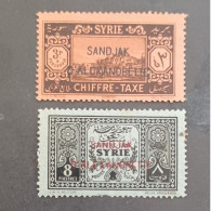 ALEXANDRETTE SANDJAK SYRIE سوريا  SYRIA 1938 TAXE STAMPS OF SYRIA THE 1925 OVERPRINT CAT YVERT N 4-6 MNG-MNH - Neufs