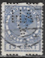 Perfin HA V (Holland-Amerika Verzekerings Mij Schiedam) In 1925 Type Veth 15 Cent Blauw Tweezijdige Roltanding NVPH R 12 - Perfins