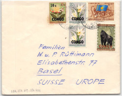 LETTRE AVEC TIMBRES DU  CONGO BELGE SURCHARGES => SUISSE  SWITZERLAND    COVER - Brieven En Documenten