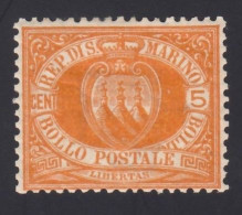 San Marino, 1877-90 Y&T. 2 MH,  5 C. Naranja, - Nuovi