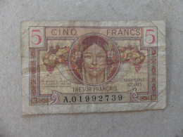 Billet France 5 Cinq Francs Trésor Français Territoires Occupés - 5 F 1943-1947 ''Berger''