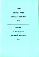 LIOSTA D'OIFIGÍ PUIST SAORSTÁT ÉIREANN 1923 / LIST OF POST OFFICES SAORSTÁT ÉIREANN 1923 - Other & Unclassified