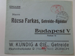 D194027  COVER - Switzerland  Suisse 1931 EMA  Postage Red Meter Stamp - Zürich Hauptbahnhof - Rózsa Farkas Budapest - Postage Meters