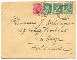 BELGIQUE - COB 110X3+138 SIMPLE CERCLE BILINGUE POSTES MILITAIRES BELGIQUE SUR LETTRE CENSUREE POUR LA HAYE - Army: Belgium