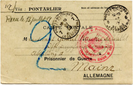 SC BILINGUE POSTES MILITAIRES BELGIQUE 6 ET 7 SUR CARTE EN FRANCHISE POUR KEUCKER DE WATLET PRISONNIER A MAYENCE, 1917 - Belgisch Leger