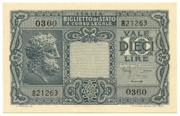 10 LIRE BIGLIETTO STATO GIOVE LUOGOTENENZA UMBERTO BOLAFFI 23/11/1944 QFDS - Regno D'Italia – Autres