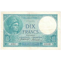 France, 10 Francs, J.3148, TTB, Fayette:6.2, KM:73a - 10 F 1916-1942 ''Minerve''