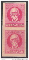 2497C - C U B A - 1926 - EDIFIL # : 215As - MNH - VERTICAL PAIR IMPERFORATE- PATRIOTAS CUBANOS-  MAXIMO GOMEZ - Ongebruikt