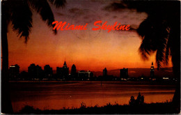 Florida Miami Skyline Sunset Over The Magic City 1968 - Miami