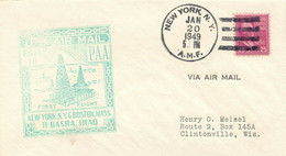 USA 1949 Selt. Erstflug FAM 18 M Pan American Airways "NEW YORK - BASRAH, Irak" - 2c. 1941-1960 Briefe U. Dokumente