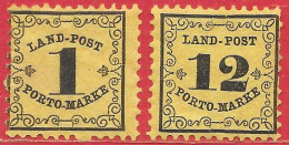 Bade Taxe N°1 1k & N°2 12k Noir Sur Jaune 1862 * - Mint