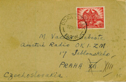 AUSTRALIA 1950 2½d Peace Stamp On Amateur Radio Card To Czechoslovakia With DORA CREEK NSW Postmark - Storia Postale