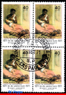 Ref. BR-1198-QC BRAZIL 1971 - LAW OF FREE WOMB,PAINTING, MI# 1292, BLOCK CANCELED 1ST DAY NH, ART 4V Sc# 1198 - Oblitérés