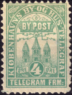 DANEMARK / DENMARK - 1880 - COPENHAGEN Lauritzen & Thaulow Local Post 4 øre Emerald Green - Mint* - Local Post Stamps