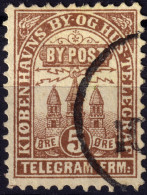 DANEMARK / DENMARK - 1880 - COPENHAGEN Lauritzen & Thaulow Local Post 5øre Chocolate - VF Used -h - Local Post Stamps