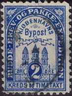 DANEMARK / DENMARK - 1883/4 - COPENHAGEN Lauritzen & Thaulow Local Post 2øre Blue - VF Used - Local Post Stamps