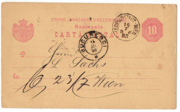 Post Card Stationery, 1888, Bucuresci-Leopoldstadt-Wien - Brieven En Documenten