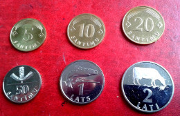 Mucca LATVIA Lettland All 1992 Year 5,10,20, 50 ,1 , 2 Lats, Lati COW COIN UNC Rare Seti  FROM MINT ROLL - Lettland