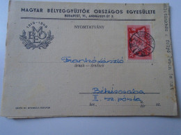 D194172  HUNGARY - National Association Of Hungarian Stamp Collectors - Mailed Circular 1949 -Frankó Bekescsaba - Covers & Documents