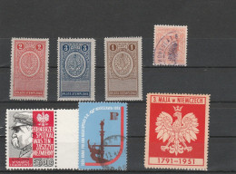 Polen  1919-1939 Republik  Vignetten 7 Verschiedene Siehe Bild - Labels