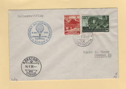 Vol Par Ballon - Liechtenstein Suisse - 1939 - Vaduz Baretswill Zurich - Lettres & Documents