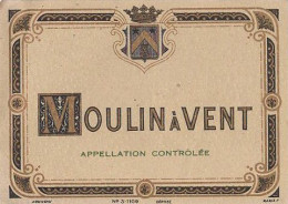 Etiquette Ancienne Moulin à Vent Vin Beaujolais, Ca 1930-1950, Imprimerie Jouneau Paris - Beaujolais