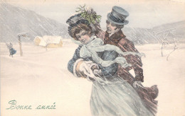 ILLUSTRATEUR SIGNEE VIENNE - Bonne Année - Couple - Sous La Neige - 5052  - Carte Postale Animée - Vienne