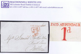 Ireland Louth Uniform Penny Post 1843 Clean Cover To Dublin Prepaid Single With PAID AT DUNDALK/1d In Red - Prephilately