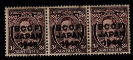 Australia 1945 BCOF  D Brown Used Strip - Altri & Non Classificati