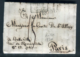 Marque Postale De Rome Sur Lettre Cachetée Avec Texte Pour Un Comte à Paris En 1820 - Réf A 81 - ...-1850 Préphilatélie