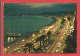 C.P.S.M.( 06 )« NICE » La Promenade Des Anglais De Nuit  - Jolie Vue Générale Et Panoramique Animée   X2phots - Nice By Night