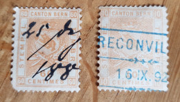 Lot 2 Timbres Fiscaux Canton Bern 10 Et 60 Centimes - Revenue Stamps