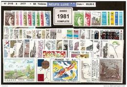 FRANCE - Année Complète 1981 - NEUF LUXE ** 60 Timbres - 1980-1989