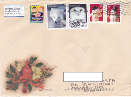 CHRISTMAS, ARCTIC FOX, ARCTIC OWL, SNOWMAN STAMPS ON COVER, 2022, USA - Covers & Documents