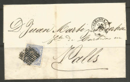 SPAIN. FOLDED COVER. 1872. BARCELONA TO VALLS. - Covers & Documents