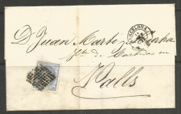 SPAIN. FOLDED COVER. 1872. BARCELONA TO VALLS. - Brieven En Documenten