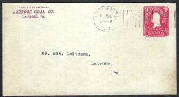 ETATS UNIS 1898: LSC Entier De 2c De Latrobe (PA) Intra Muros - 1901-20