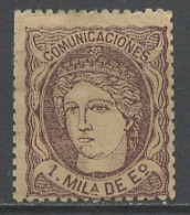 Espagne - Spain - Spanien 1870 Y&T N°102 - Michel N°96 Nsg - 1m Allégorie De L'Espagne - Nuevos