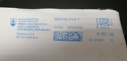 MINISTERSTVO Prace Socialnych Veci A Rodiny - Work Social Affairs Family, Bratislava 2022 Slovenska AM Meter Ema - Storia Postale