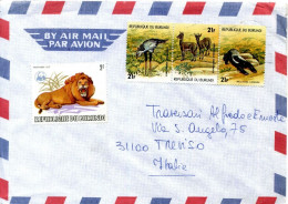 BURUNDI Busta Air Mail Per L'Italia, Affr. 2F LEONE Panthera Leo WWF - Gebruikt