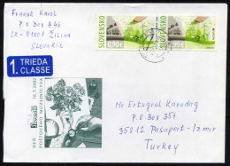 Slovakia 2016 Mi 789-790 Ecology, First Class Cover Used To Izmir From Žilina | Environment Protection, Energy, Bicycle - 2016