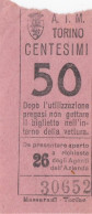 TORINO  /  Azienda Tranvie Municipali - Biglietto Di Vettura Da Cent. 50 _ Regno D'Italia - Europa