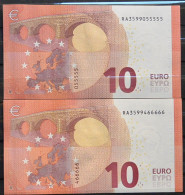 Coppia Di 10€ R LuxemburgP.27r -5 Numeri .Uguali R003B3 UNC (CAS/1 - 10 Euro