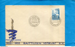 FINLANDE Letter -mouvement En Faveur De La Tempérance28-8-1953 HELSINKI*-F DC -stamp N°399  RAITUS MAAN TAVASKI - Covers & Documents