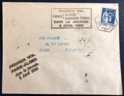 France, Divers Sur Enveloppe, Premier Vol PARIS-ALGER Dans La Journée 2.4.1935 - (B3976) - 1927-1959 Storia Postale