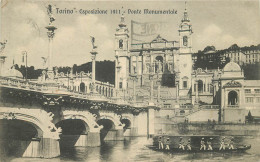 TORINO - Esposizione 1911, Ponte Monumental , Gondole (cachet Exposition Au Dos De La Carte). - Exposiciones