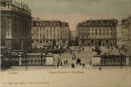 Torino // Piazza Castello E Via Roma (Tram) Ca 1900 - Transportmiddelen