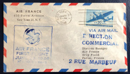 France Divers Sur Enveloppe - AIR FRANCE - FIRST FLIGHT NEW-YORK PARIS 28.6.1946 - (B1707) - 1927-1959 Covers & Documents