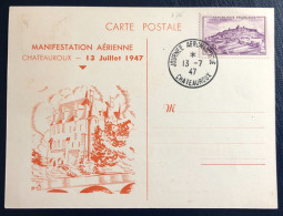 France Divers Sur Carte - TAD JOURNEE AERONAUTIQUE 13.7.1947 + Vignette Au Verso - (B1745) - 1927-1959 Storia Postale