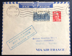 France Divers Sur Enveloppe - PAR PREMIER SERVICE AIR FRANCE NICE-GENEVE DIRECT 17.4.1948 - (B1746) - 1927-1959 Brieven & Documenten